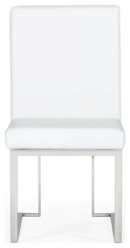 Westland Modern White Leatherette Dining Chair Set of 2   Contemporary   Dining Chairs   by Virgil Stanis Design  Houzz