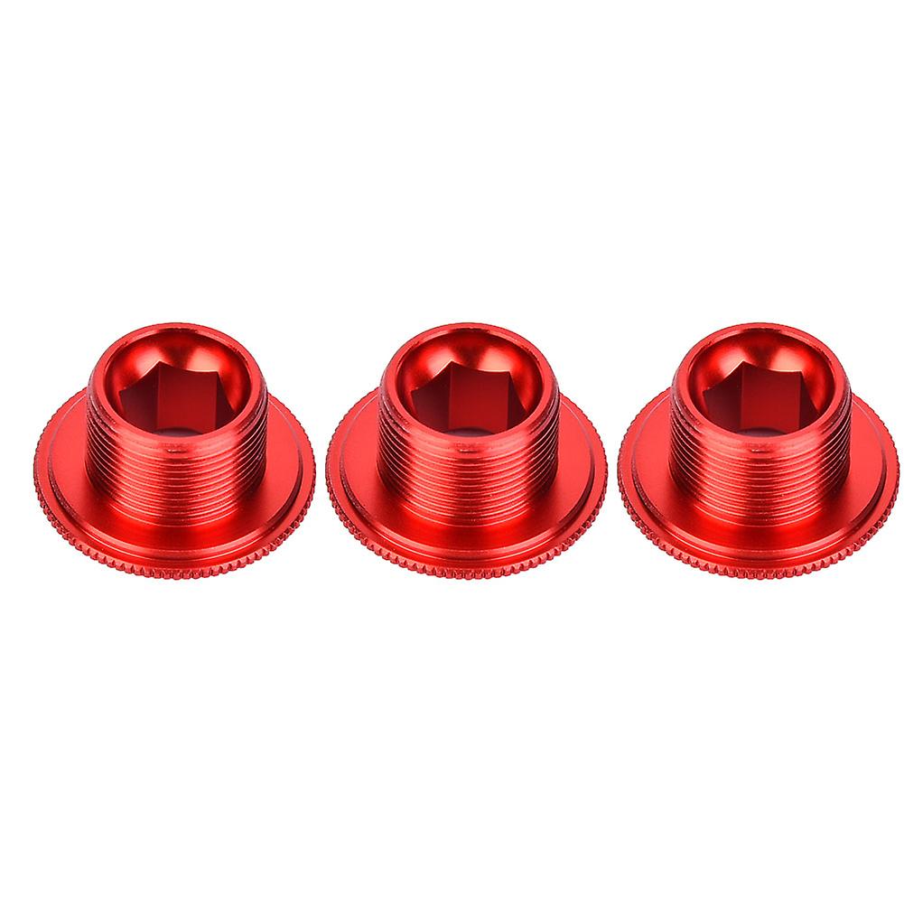 3pcs 18mm Aluminum Alloy Bicycle Shaft Axis Screw Nut Accessory Cycling Crank Cover(red)