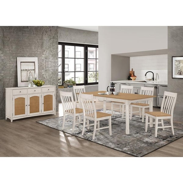 Wooden Extendable Dining Table in Natural and Rustic Off White - Natural and rustic off-white