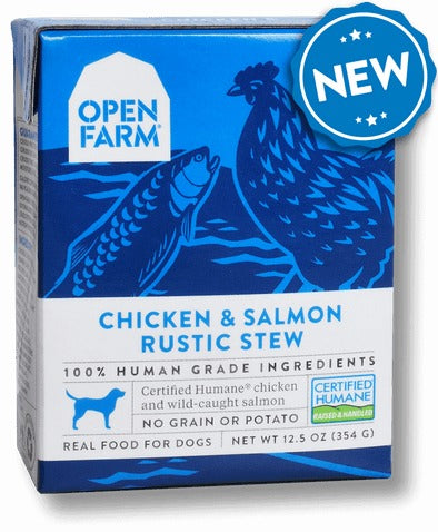 OPEN FARM GRAIN FREE CHICKEN and SALMON RECIPE RUSTIC STEW WET DOG FOOD;