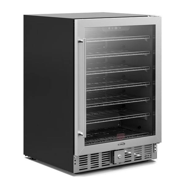 23.4 in. Stainless Steel， Glass-Door Built-In Refrigerator and Beverage Cooler， 5 Cu. ft.