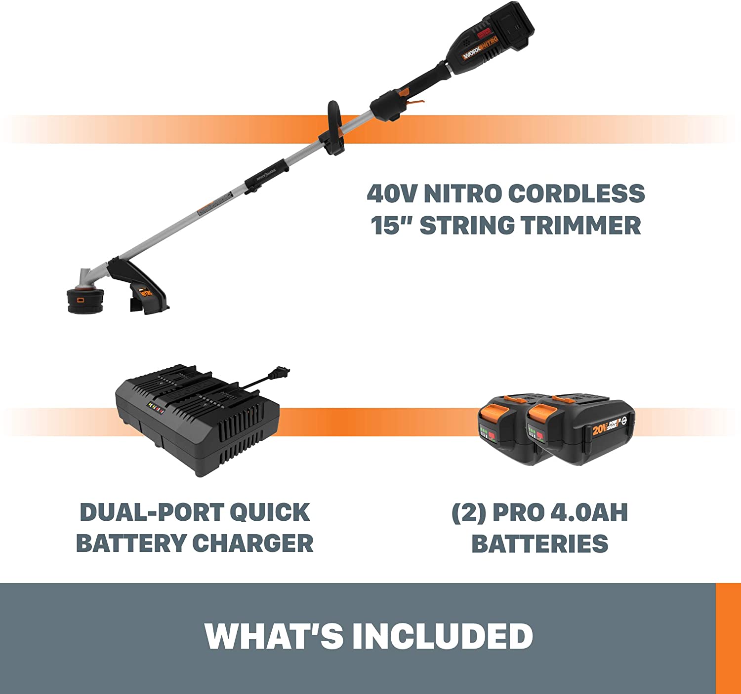 Worx Nitro WG186 40V Power Share PRO Attachment-Capable Driveshare 15