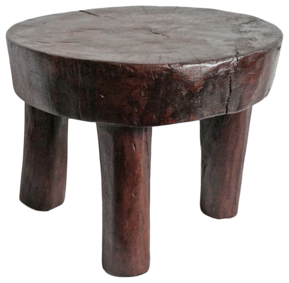 Consigned Ivory Coast Wood Stool 5   Rustic   Accent And Garden Stools   by Design Mix Furniture  Houzz