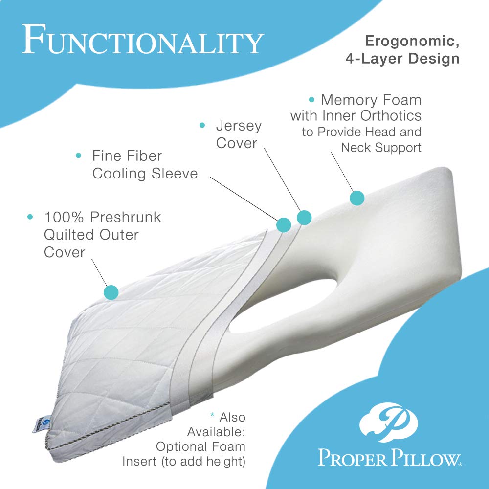 Proper Pillow The Back and Side Support Sleep, 2 Pack