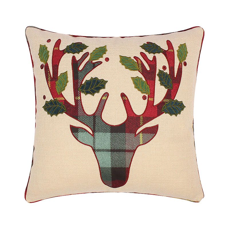 Levtex Home Yuletide Plaid Reindeer Throw Pillow