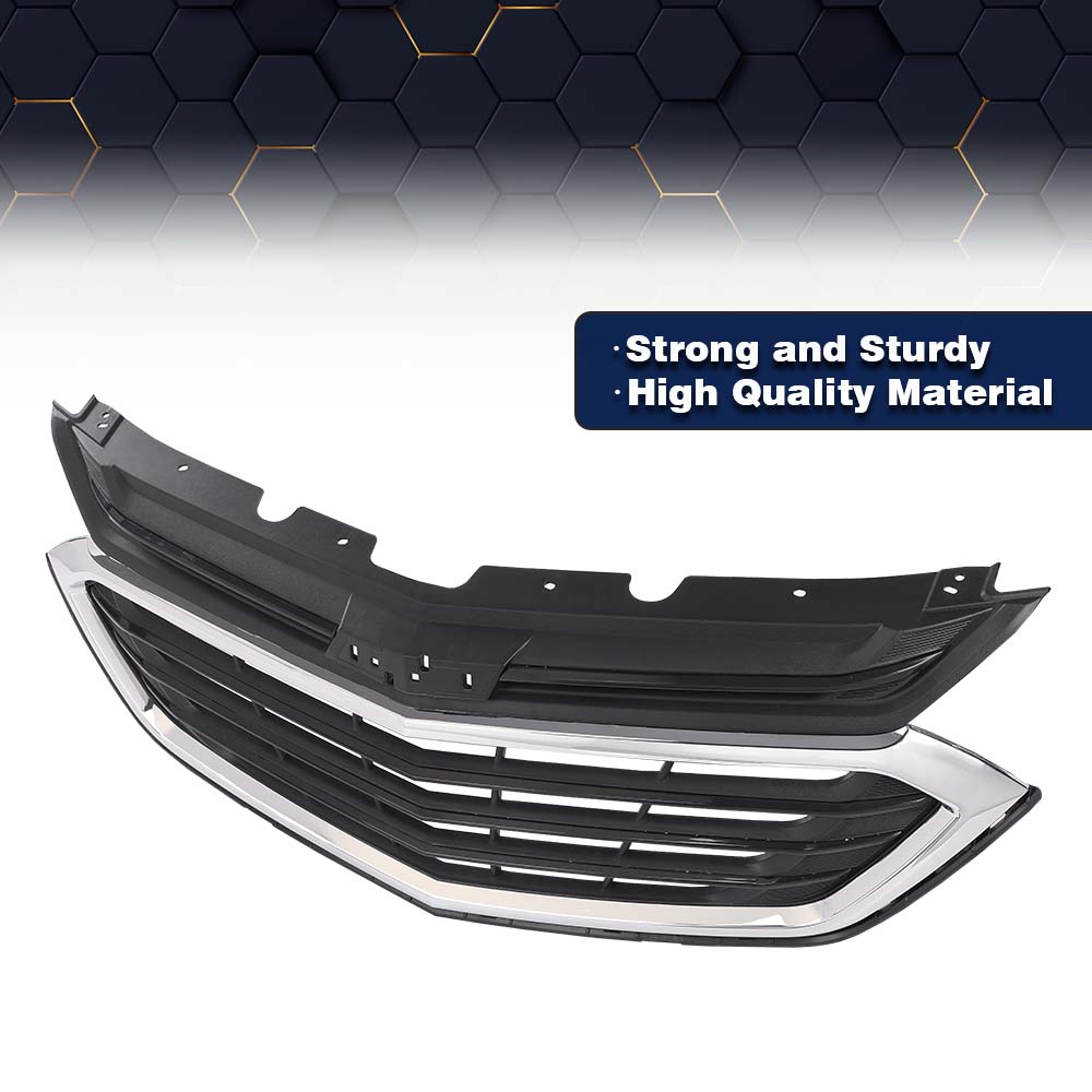 PIT66 BlackandChrome Front Bumper Upper Grille Fit for Chevrolet Equinox 2018 2019 2020