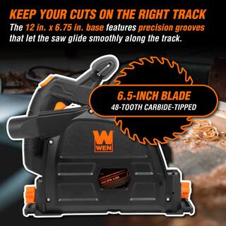 WEN 20V Max 6.5-Inch Cordless Brushless Plunge Cut Variable Speed Track Saw (Tool Only - Batteries Not Included) 20691BT