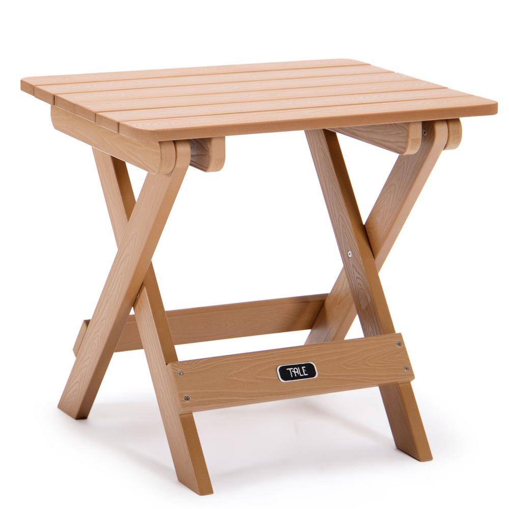 Portable Brown Folding Side Table Square Plastic Wood Table Is Perfect For Outdoor Camping Picnic GM-47