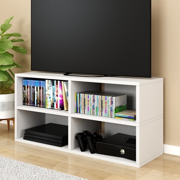 WAY BASICS Media Storage Shelf Entertainment Center - Holds 31 DVD BluRay PS5 Video Games or 42 CDs TV Stand