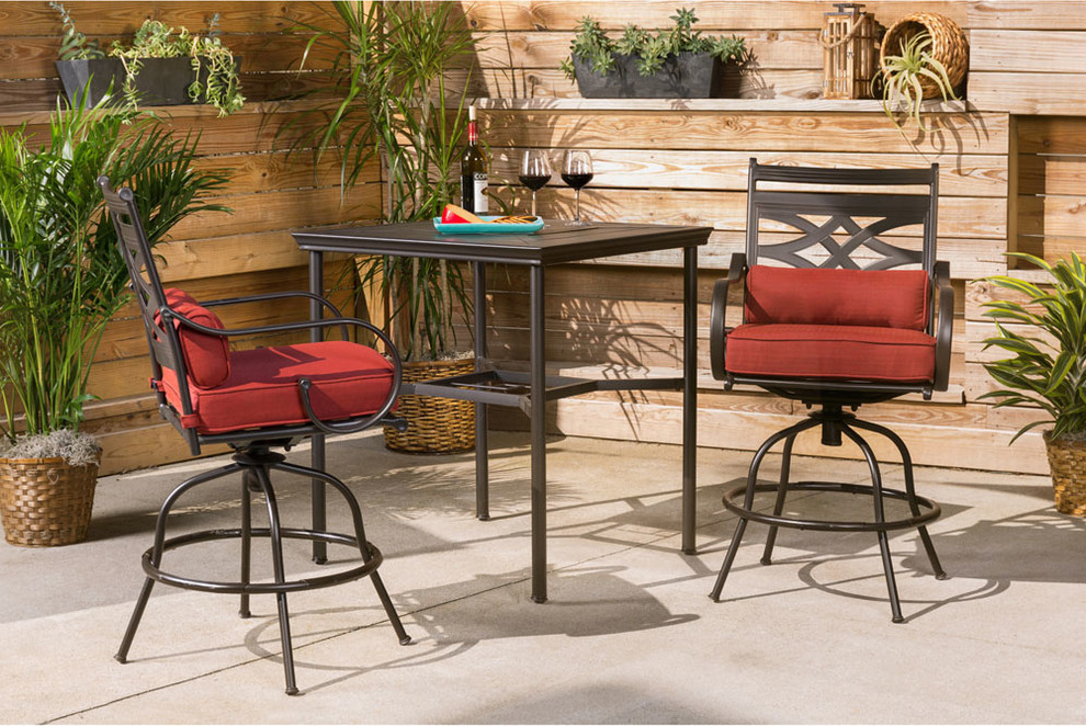 Montclair 3 Piece High Dining Set With Rockers and Square Table   Mediterranean   Outdoor Dining Sets   by Almo Fulfillment Services  Houzz