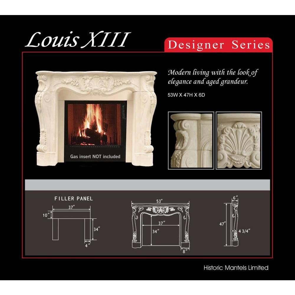 Historic Mantels Designer Series Louis XIII 47 in. x 53 in. Cast Stone Mantel DL11001