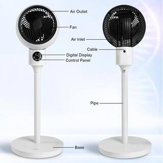 Amucolo 34 .6 in. H Circulating Ocillation 70 Stand Fan with Remote Pedestal Fan with 3-Speeds 3-Modes DHS-CYHI-LEDRCW