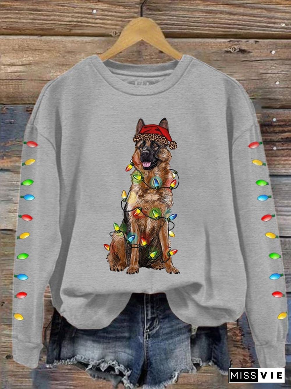 Women's Christmas Dog Mom Print Casual Drop Shoulder Long Sleeve T-Shirt