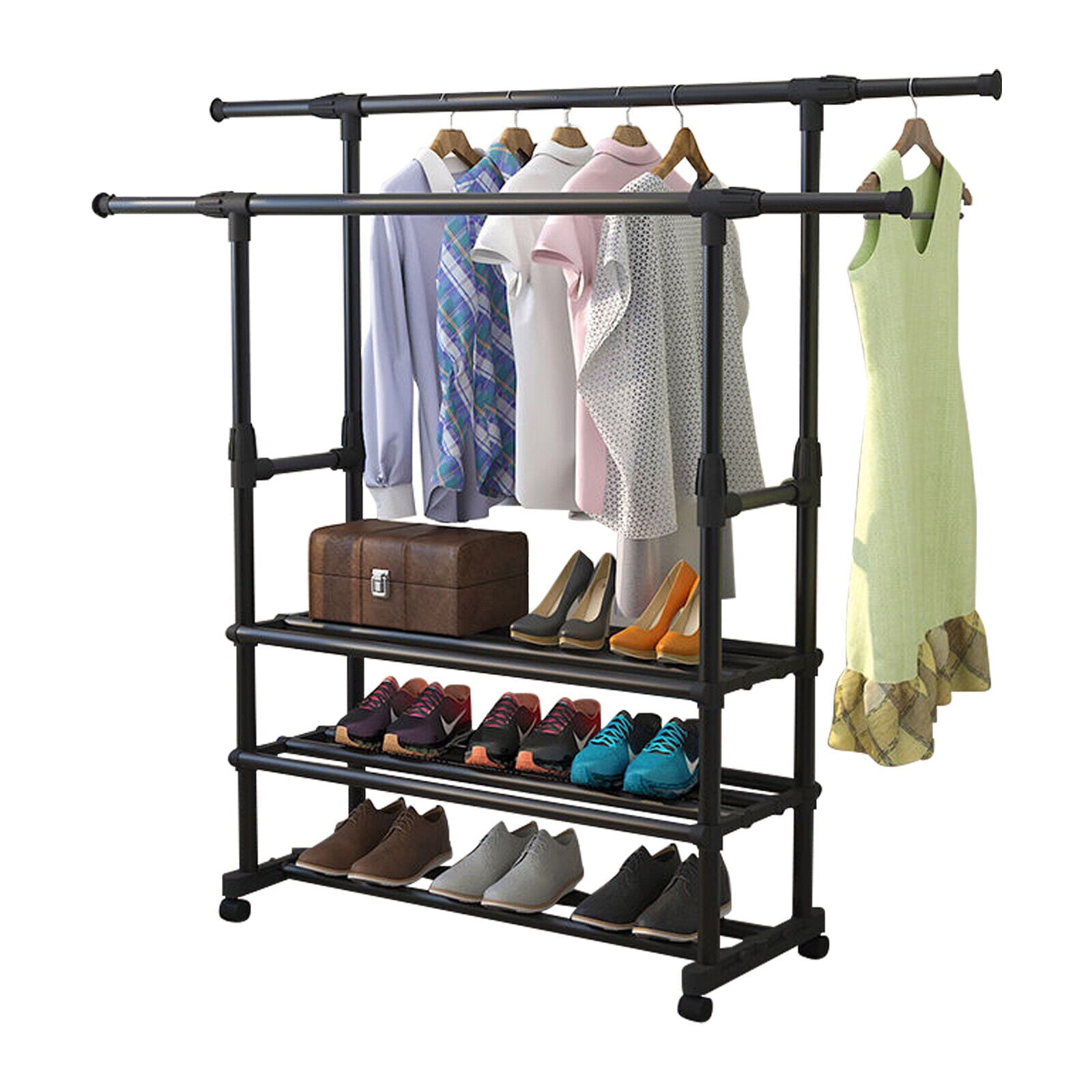 2/3 Layers Double Rail Clothes Garment Rack Heavy Duty Commercial Grade Clothing Black