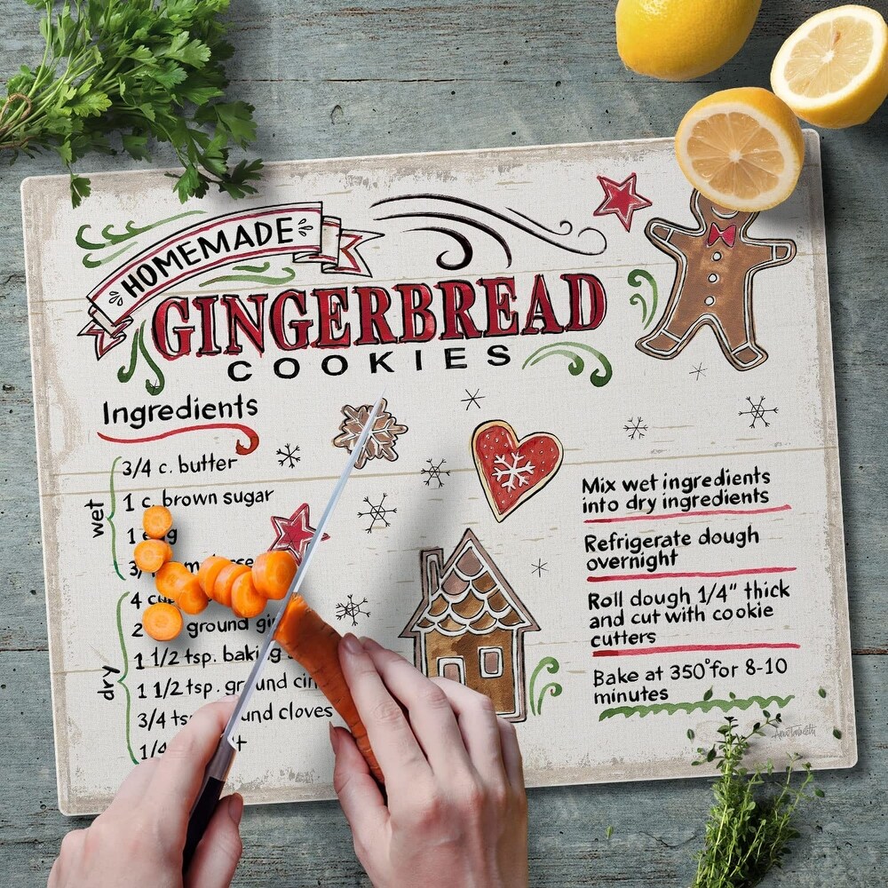 CounterArt Holiday Treats Decorative 3mm Heat Tolerant Tempered Glass Cutting Board 15\