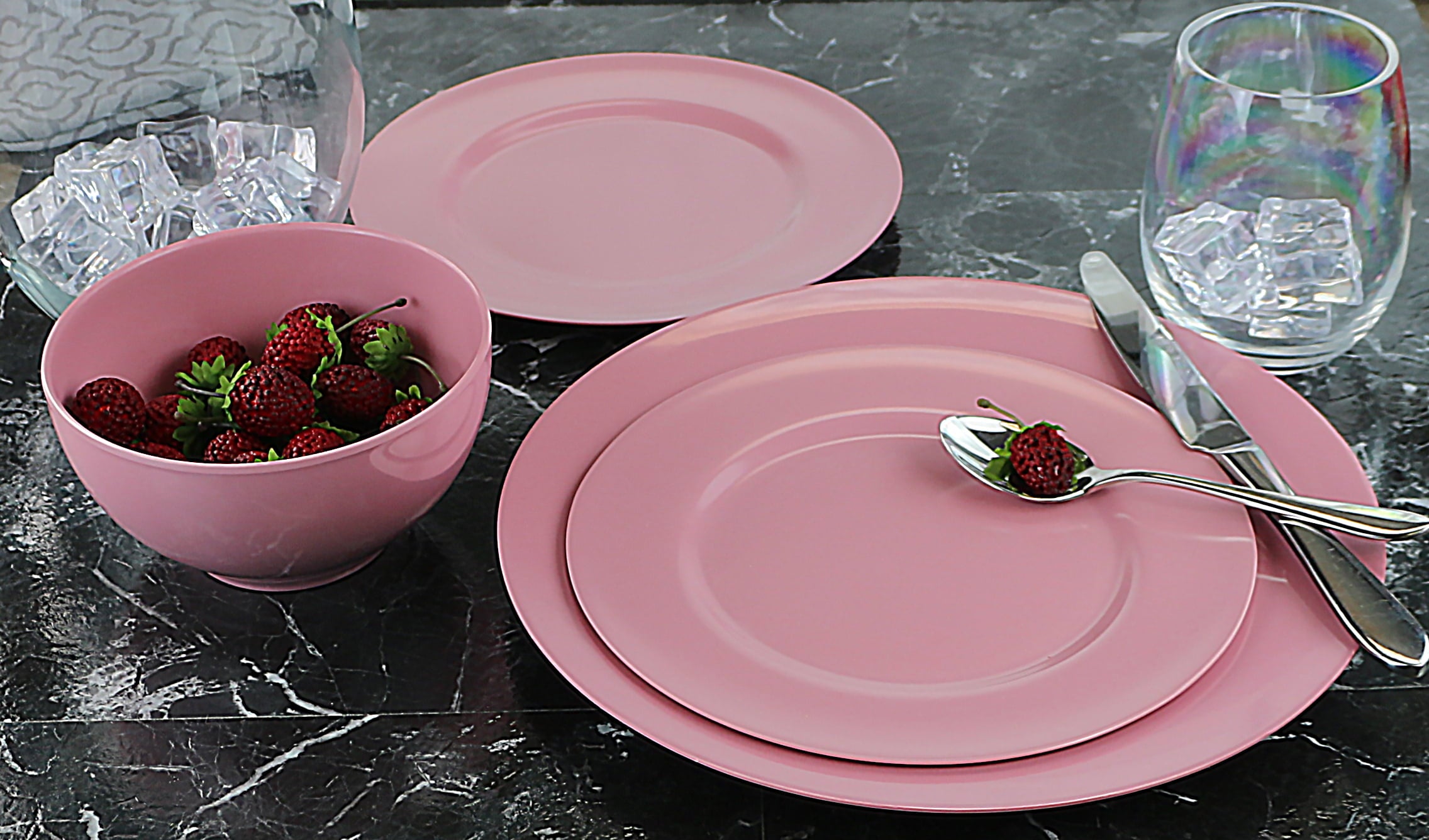 Calypso Basics， 6pc Melamine Bowl Set， Pink