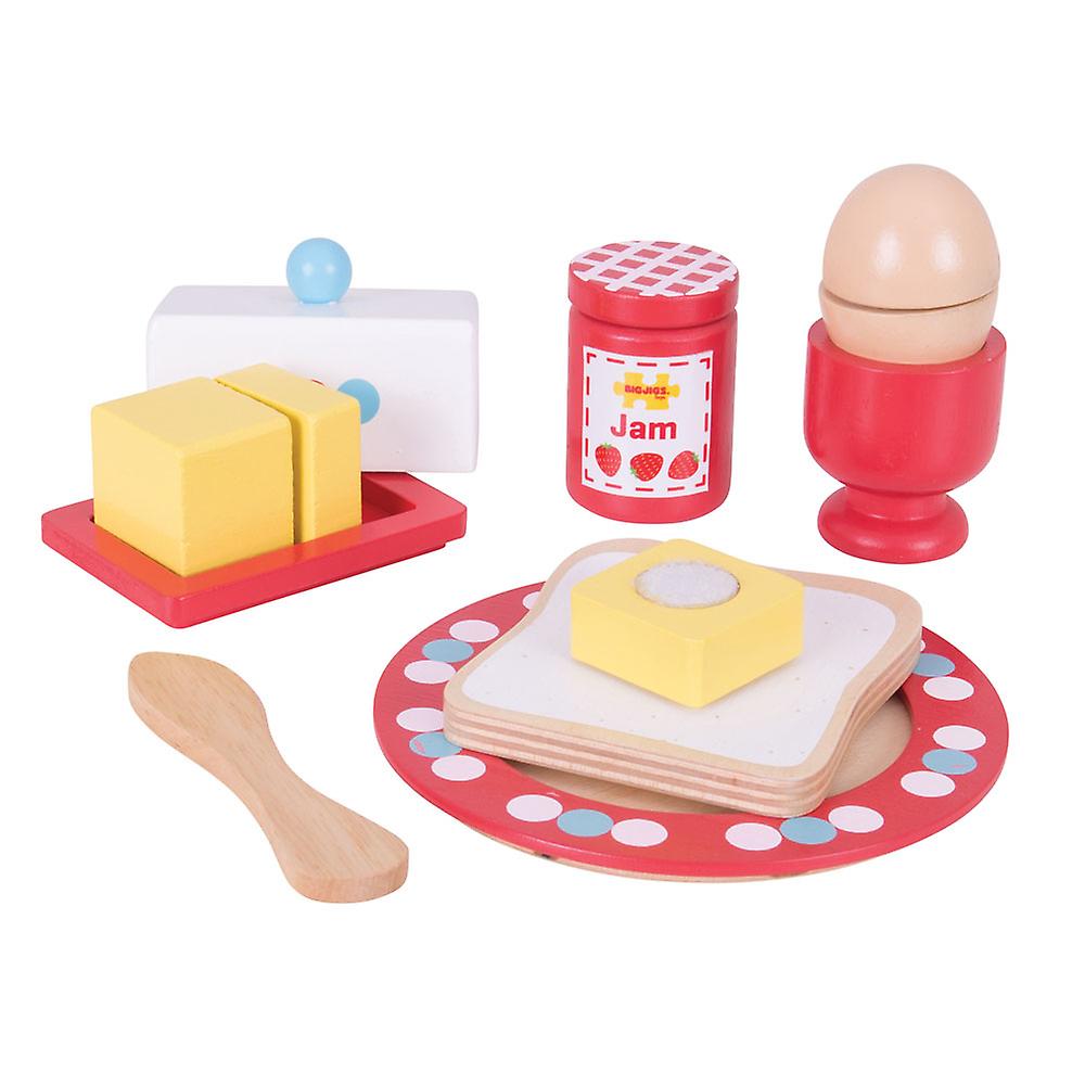 Bigjigs Toys Wooden Play Food Breakfast Play Set Pretend Role Play Kitchen