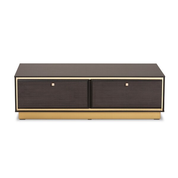 Cormac Transitional Wood and Metal 2-Drawer Coffee Table