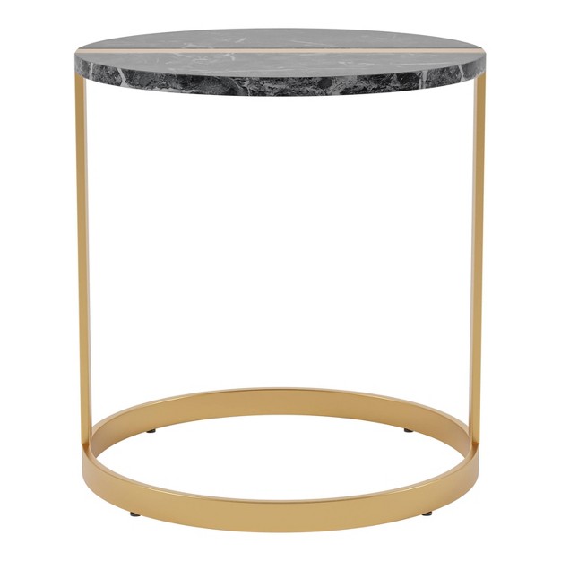 Aldergrove Round Side Table Gold black Mibasics