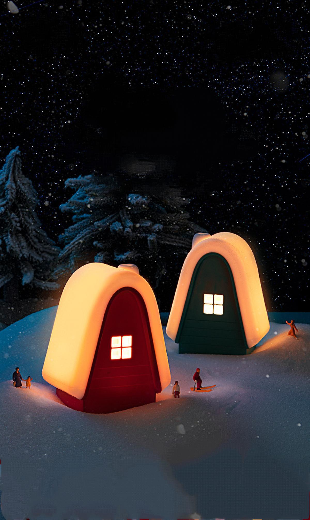 Snow House Night Light For Kids， Rechargeable Silicone Baby Night Light， 3rd Gear Adjustable Touch Lamp(2pcs)