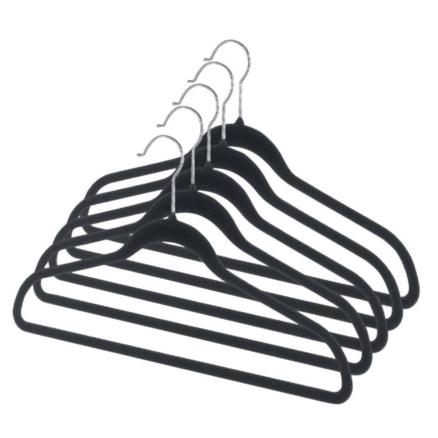 Whitmor 9.75 in. H X 0.25 in. W X 17.75 in. L Plastic Black Flocked Hanger 5 pk