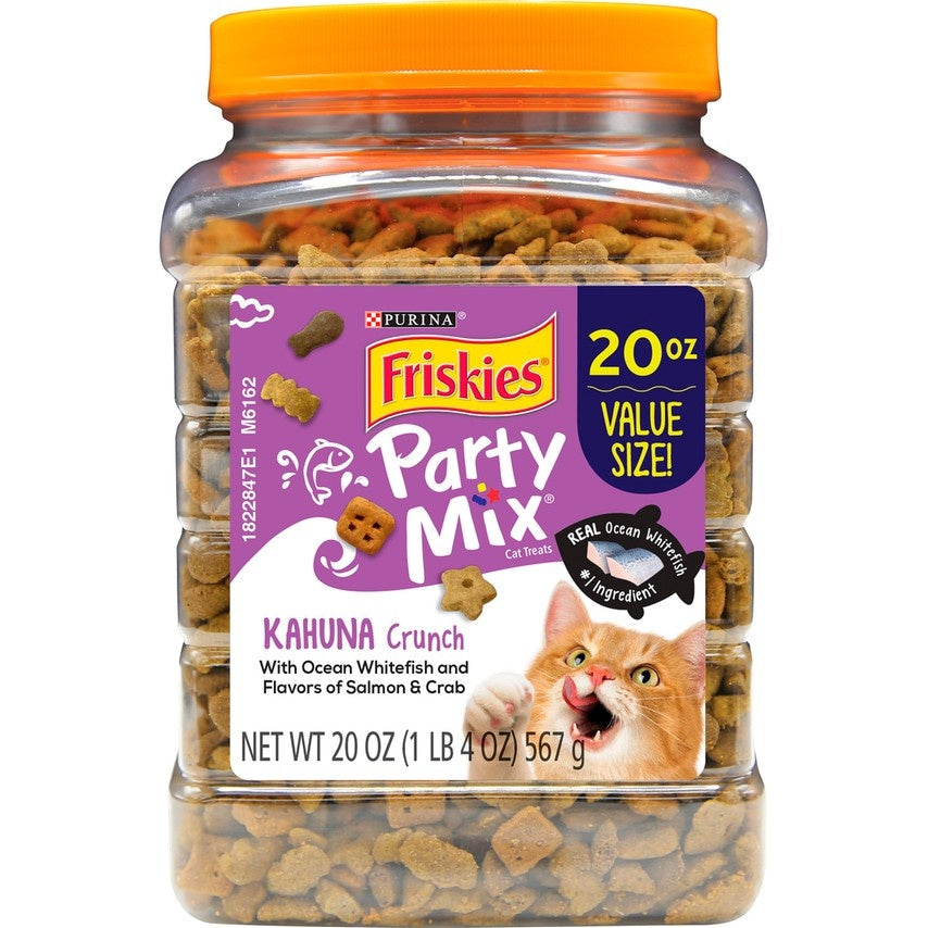 Friskies Party Mix Crunch Kahuna Chicken， Salmon，  Crab Cat Treats