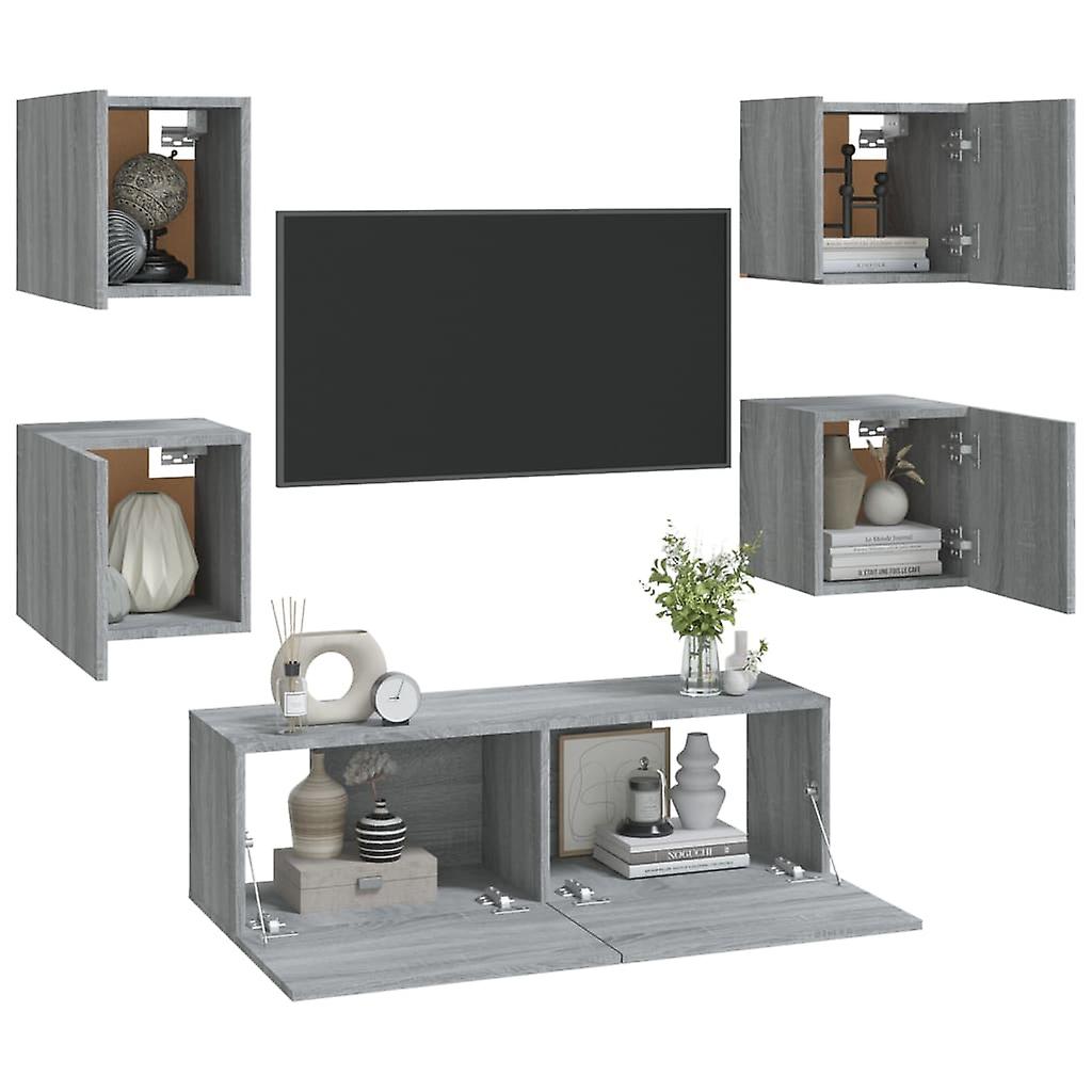 Wall-mounted Tv Cabinet Set Grey Sonoma Engineered Wood