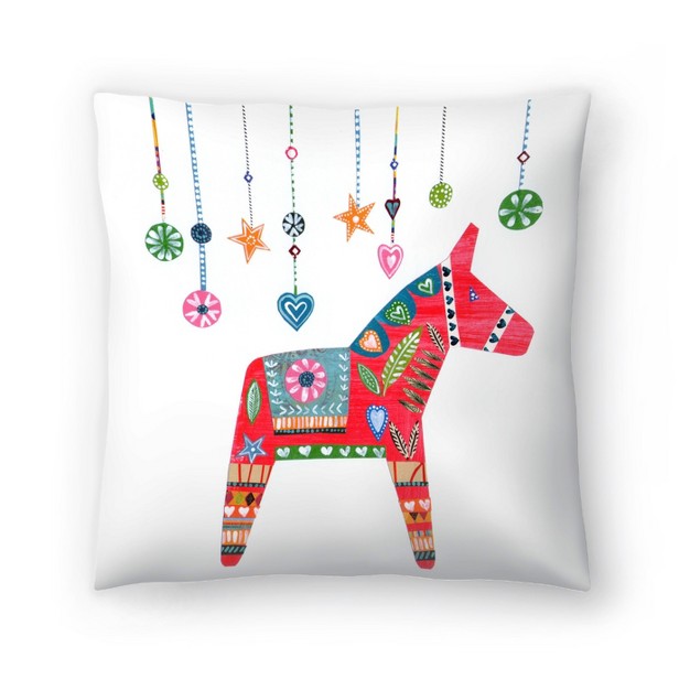 Americanflat Kids Animal Christmas Dala Horse By Liz And Kate Pope Throw Pillow