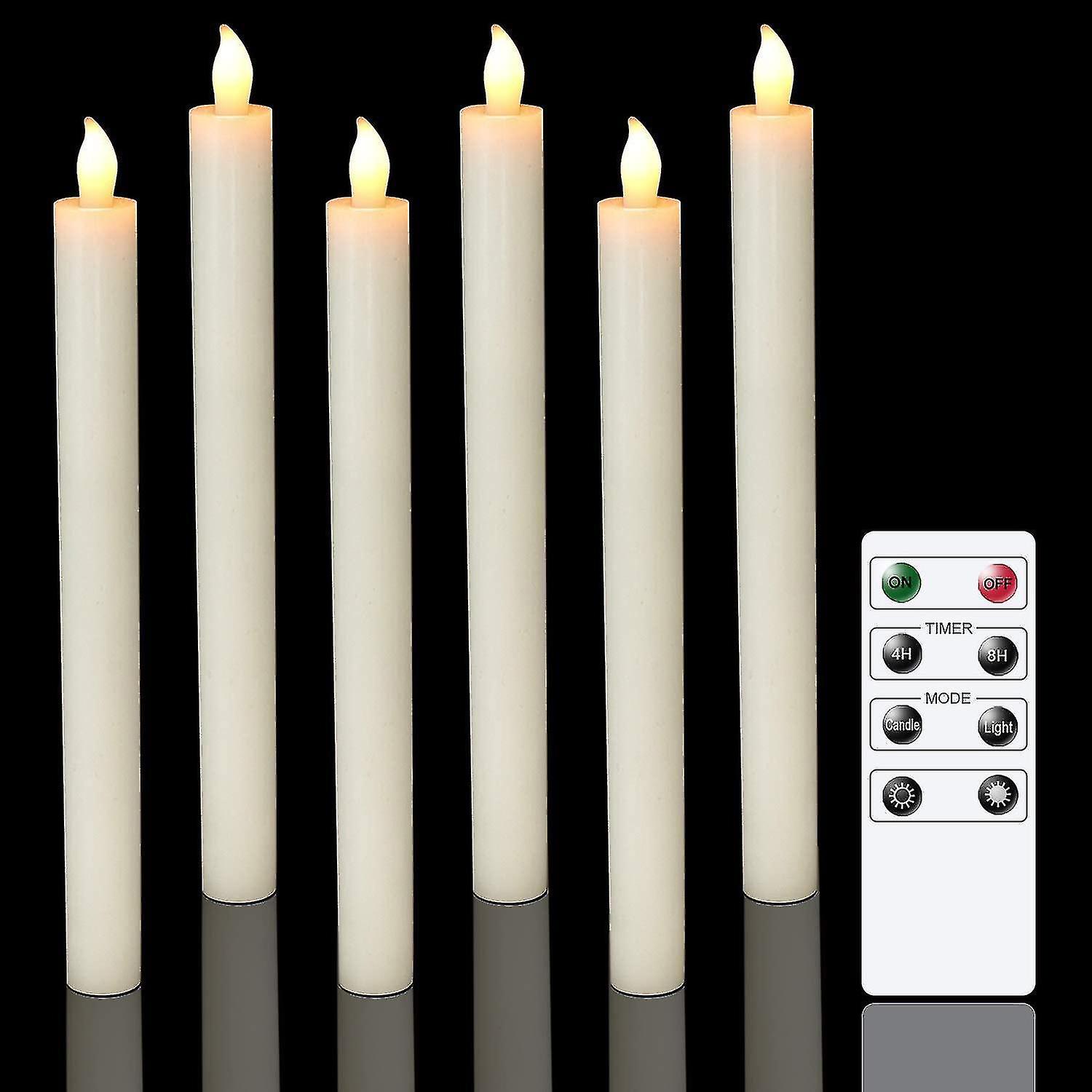 Dww-6 Pack Battery Operated Led Candles With Remote And Timer， Real Wax Flickering Warm White Light