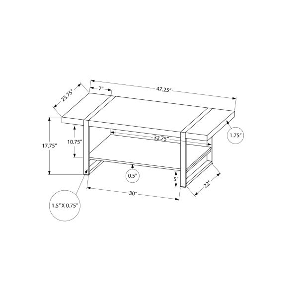 Coffee Table， Accent， Cocktail， Rectangular， Living Room， 48