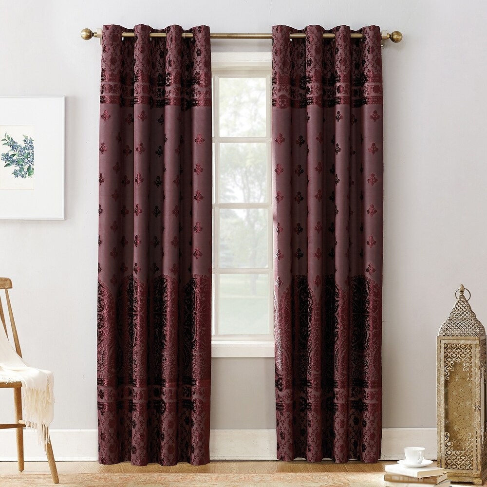 Sun Zero Elidah Velvet Medallion Blackout Grommet Curtain Panel  Single Panel