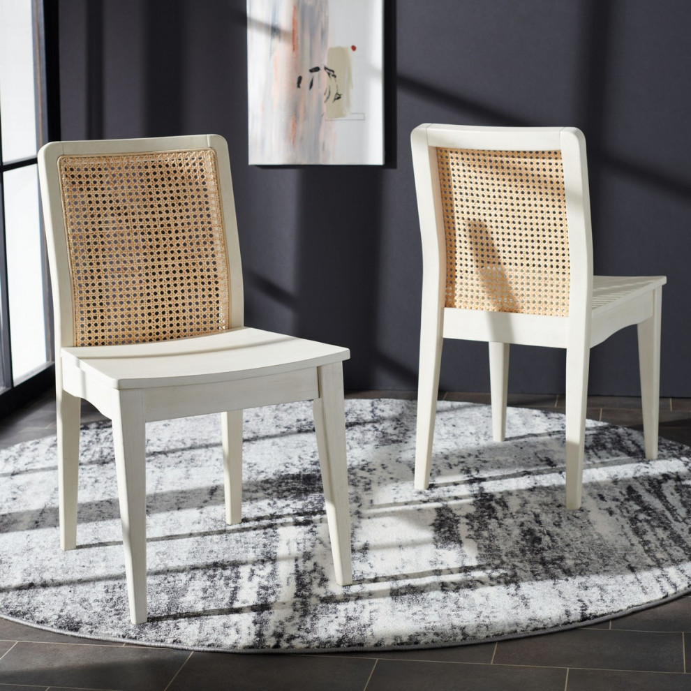 Tab Rattan Dining Chair set of 2 White / Natural   Tropical   Dining Chairs   by AED Luxury Home Decor  Houzz