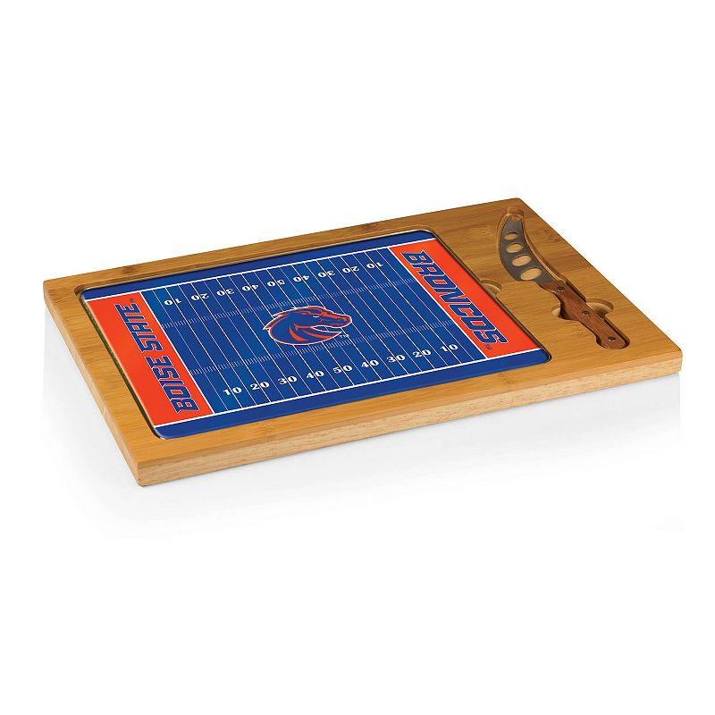 Picnic Time Boise State Broncos Icon Glass Top Cutting Board and Knife Set