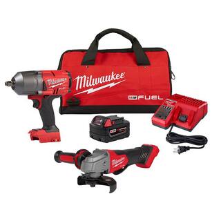 MW M18 FUEL 18V Lithium-Ion Brushless Cordless 12 in. Impact Wrench Kit with 4-12 in.5 in. Grinder 2767-21B-2880-20