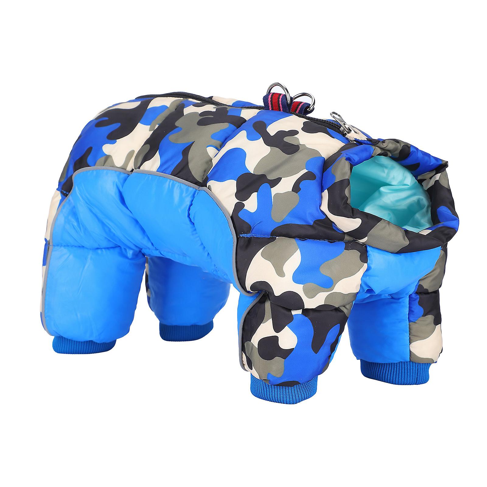 Pet Dog Winter Keep Warm Windproof Clothes Clothing Four Legs Back Zipper Blue Camouflage18#