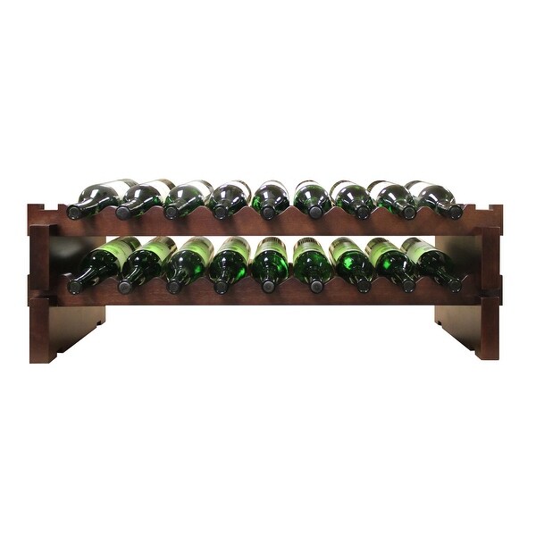 18 Bottle， 2 x 9 Bottle Modular Wine Rack， Stained