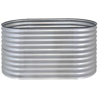 Sunnydaze Decor Sunnydaze 62.5 in. W x 32 in. H Silver Oval Stand-Up Steel Raised Garden Bed HST-884