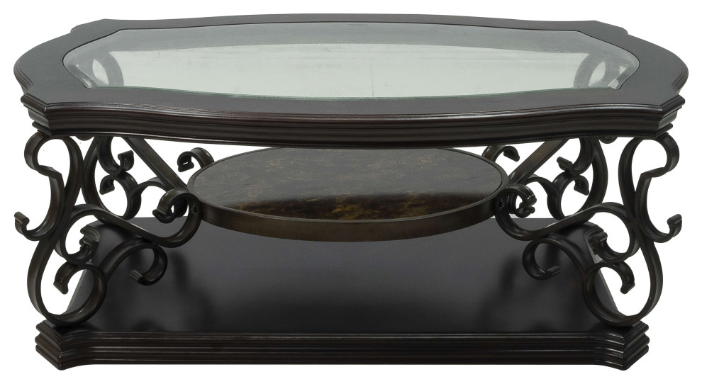 3 Tier Cocktail Table Glass Top   Mediterranean   Coffee Tables   by Abrihome  Houzz