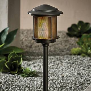 Hampton Bay Ambrose Low Voltage 2.4 Lumens Black Integrated LED Path Light with Flicker Flame Effect WeatherWaterRust Resistant 62906