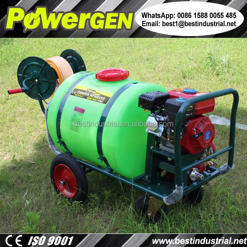 100% Brass Pump !!! POWERGEN Gasoline Engine 6.5HP Trolley Type High Pressure Orchard Sprayer 160L