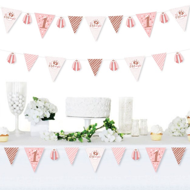 Big Dot Of Happiness 1st Birthday Little Miss Onederful Diy Girl First Birthday Party Pennant Garland Decoration Triangle Banner 30 Pieces