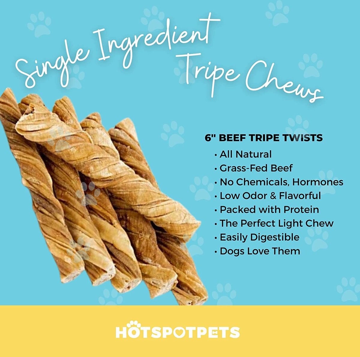 HOTSPOT PETS 5-inch Beef Tripe Twist Chews Dog Treats