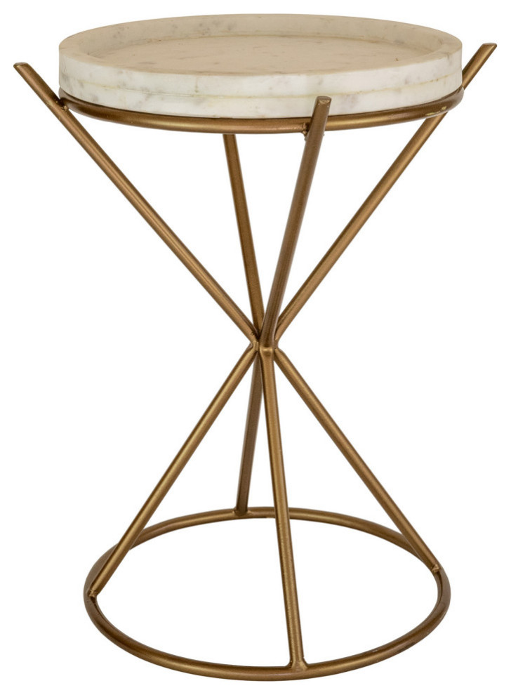 Iron Hour Glass Side Table With Marble Top   Contemporary   Side Tables And End Tables   by Kalalou  Inc.  Houzz