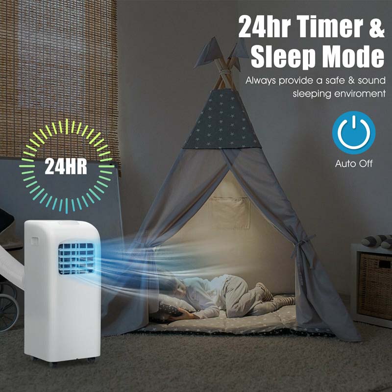 8000 BTU 3-in-1 Portable Air Conditioner with Air Cooling Fan, Dehumidifier Function, Sleep Mode, Remote Control