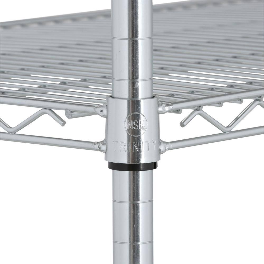 TRINITY EcoStorage Chrome 5-Tier Rolling Steel Wire Shelving Unit (36 in. W x 77 in. H x 18 in. D) TBFZ-0906