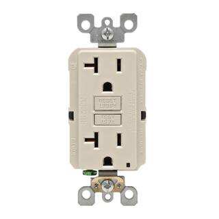 Leviton 20 Amp Self-Test SmartlockPro Slim Duplex GFCI Outlet Light Almond R96-GFNT2-0KT