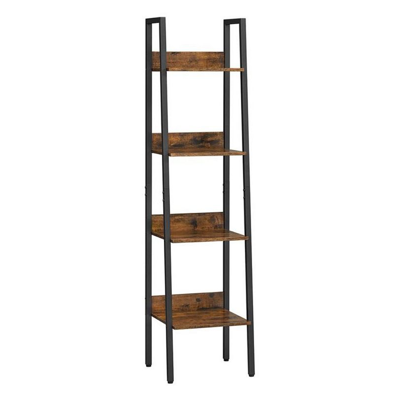 BreeBe Industrial Brown 4-Tier Slim Ladder Shelves with Metal Frame