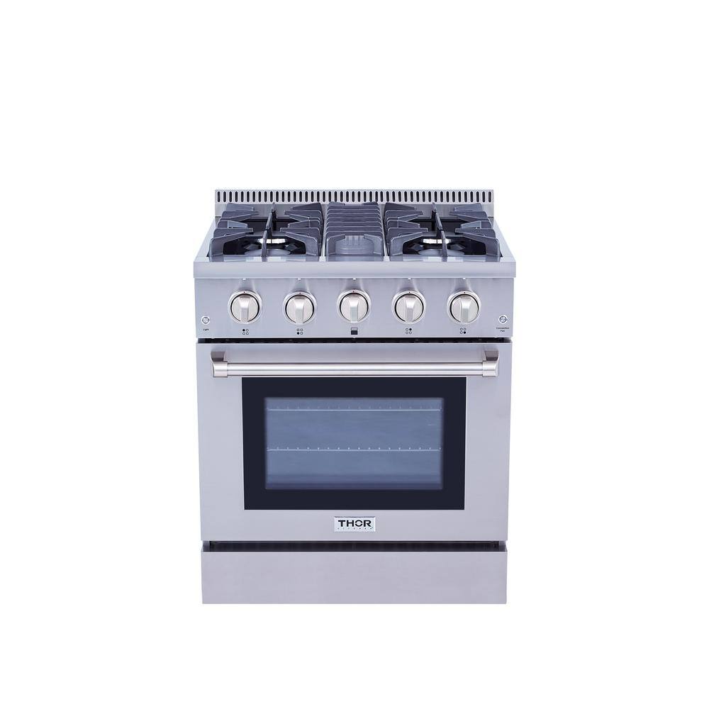 Thor Kitchen Pre-Converted Propane 30 in. 4.2 cu. ft. Dual Fuel Range in Stainless Steel HRD3088ULP