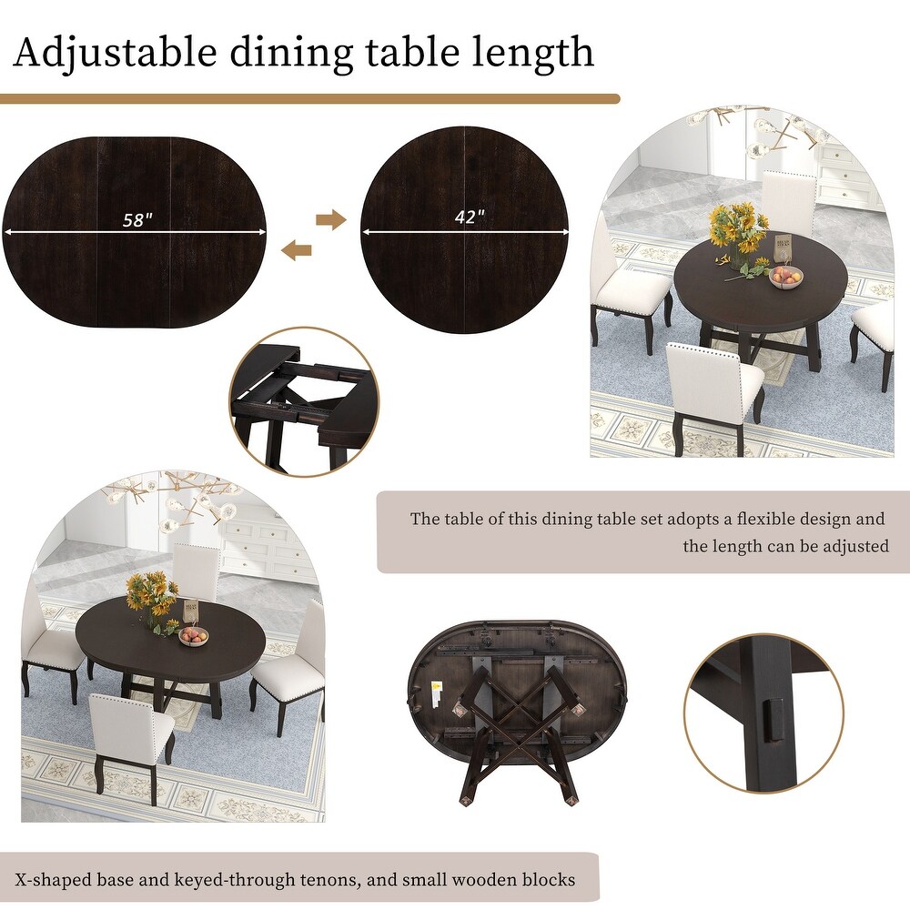 Round Extendable Dining Table with 16\