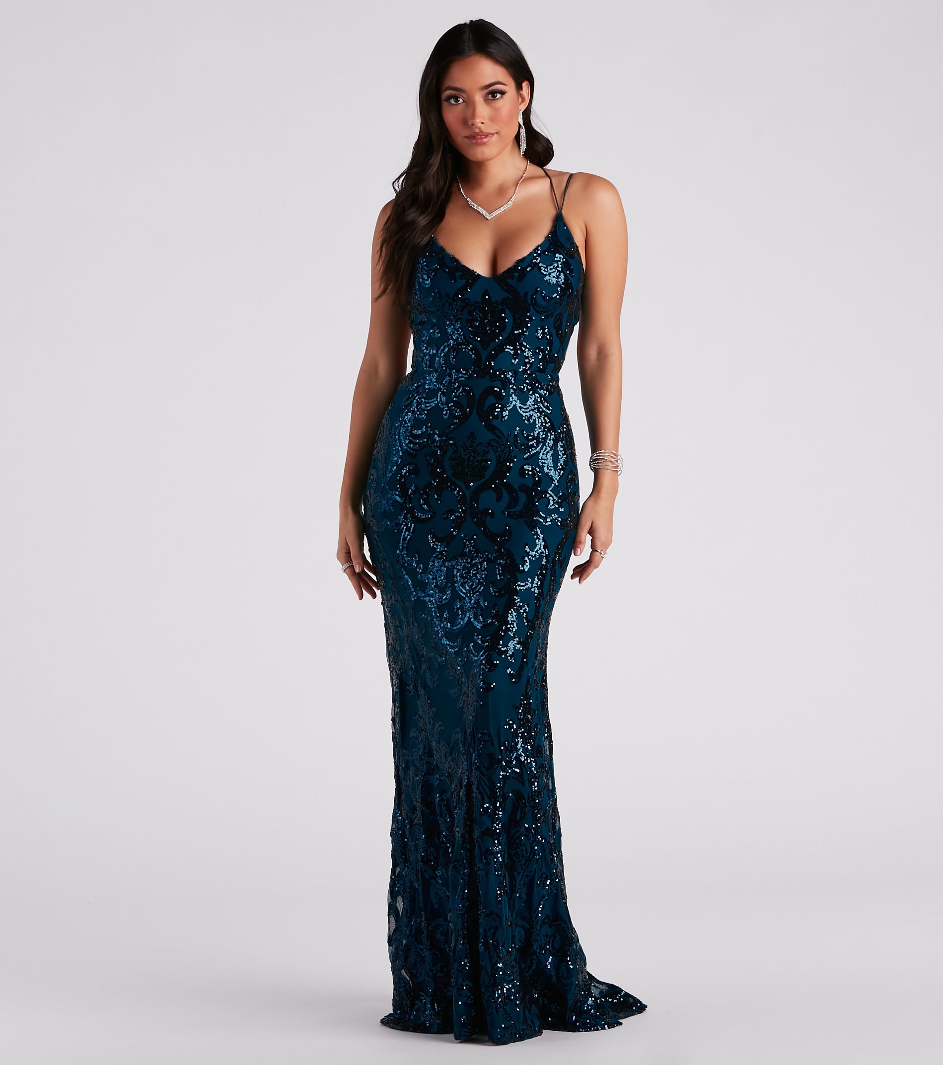 Lila Formal Open-Back Sequin Mermaid Dress